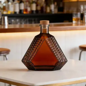 750ml 菱形方格洋酒瓶 (2)