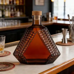 750ml 菱形方格洋酒瓶 (3)