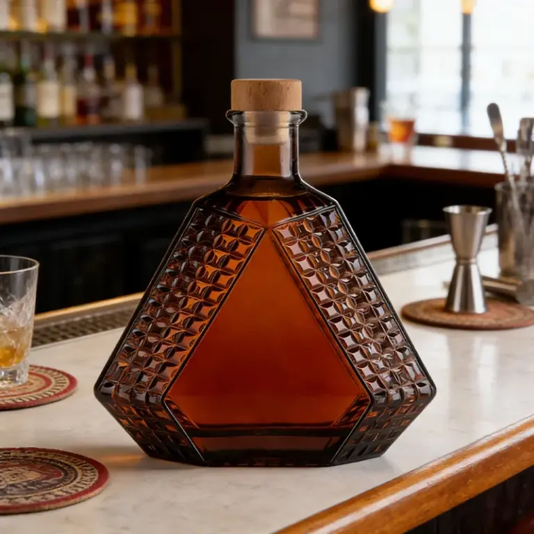 750ml 菱形方格洋酒瓶 (3)