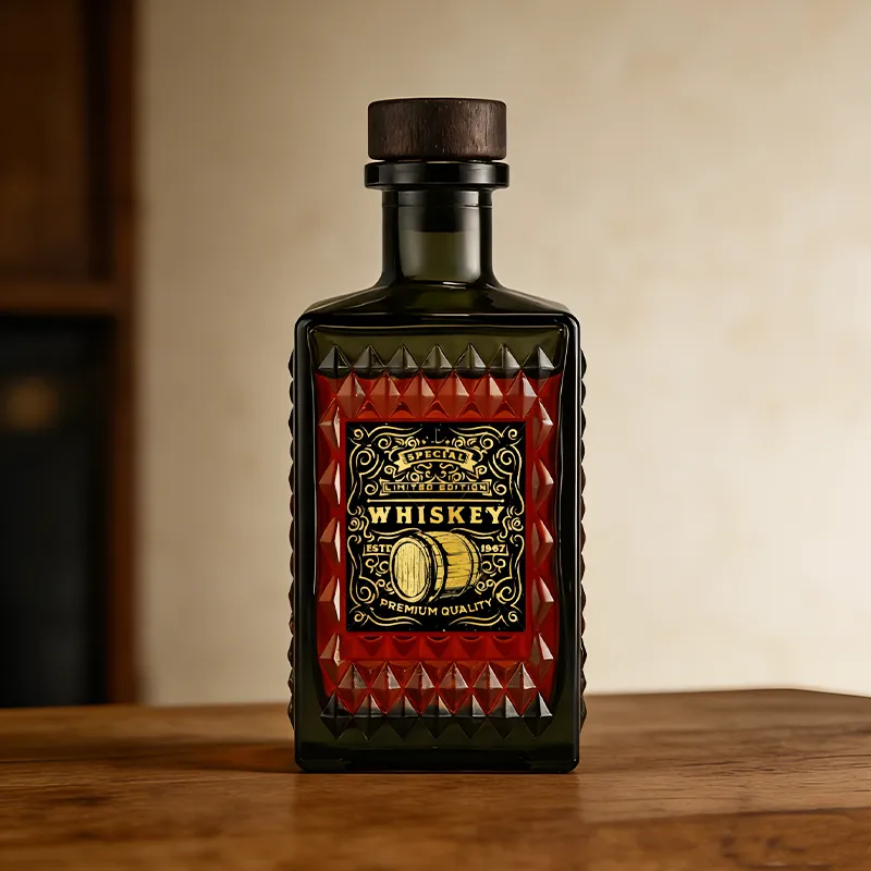 750ml 长方形菱纹威士忌瓶 (1)